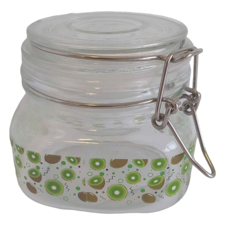 Borcan sticla cu clema AAMAZON 500ml verde kiwi