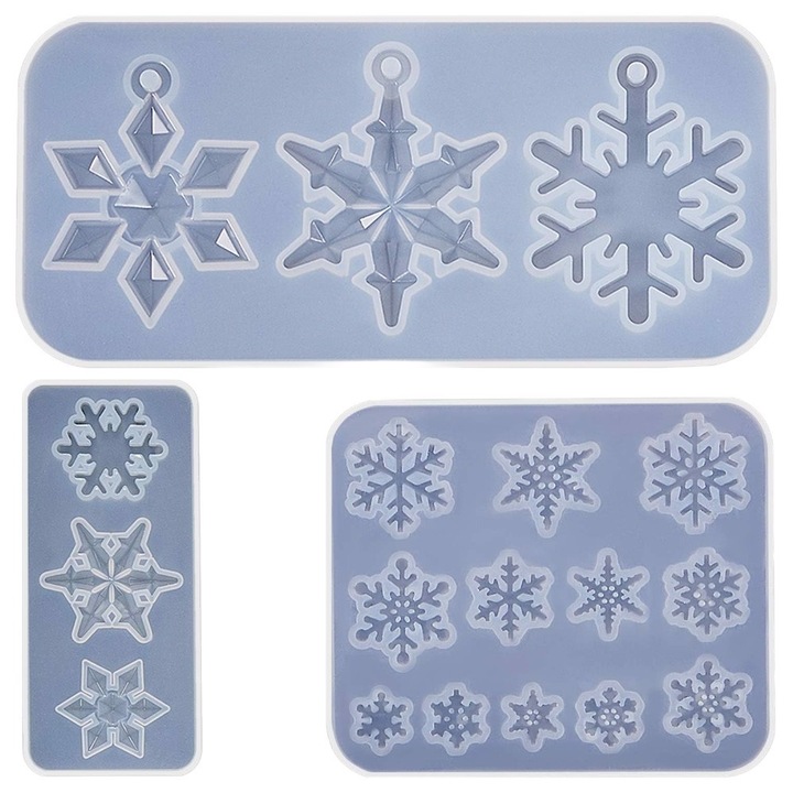 Set matrițe silicon pentru ornamente DIY, Amazon, 3 buc, alb, dimensiuni 15x7cm și 8x4cm