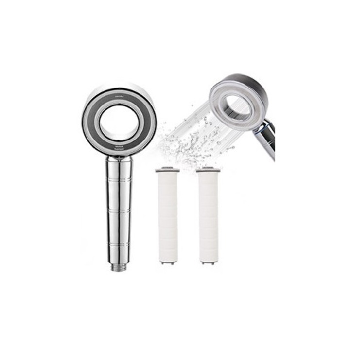 Cap de dus Youcatel cu 2 filtre, otel inoxidabil, 9x24cm, finisaj lucios, set