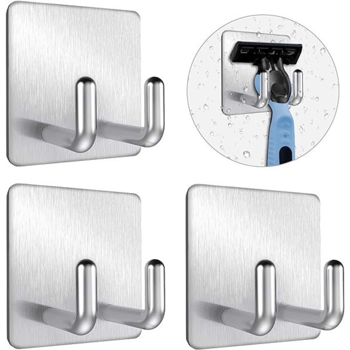 Set 3 carlige de baie, Amazon, inox, 4,5x4,5cm