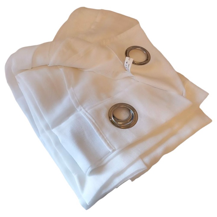 Полупрозрачна завеса с имитация на лен, Танц на пони, 245x140 см, бяла, 1 панел