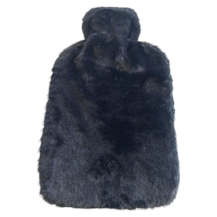 Incalzitor Sticla de apa calda cu husa din plus, negru, 2L