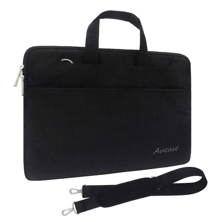 Geanta laptop 15,6", AAMAZON, neagra, 42x31,5cm, cu manere si curea, impermeabila
