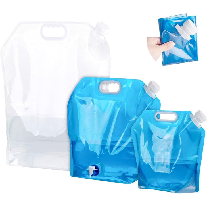Set 3 canistre pliabile ABSOFINE, 15L, 10L, 5L, multicolor, 42,5x48cm, 38,5x41,5cm, 30x33cm Amazon
