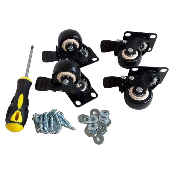 Roti pivotante industriale cu frana, 4 buc.