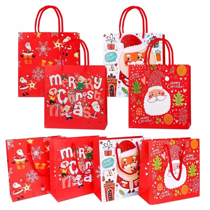 Set 30 pungi de cadouri Wondsea, 5 modele, 3 dimensiuni, multicolor, 51x38cm, 42,6x28,5cm, 32x24cm