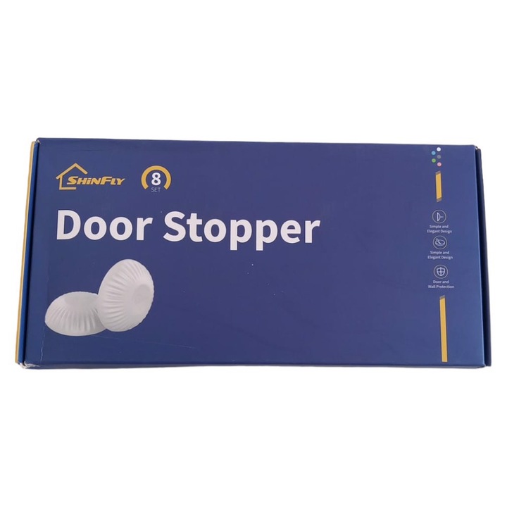 Set de odbojnici autoadezivi pentru usi, AAMAZON, 8 piese, alb, 4.8x1.3cm