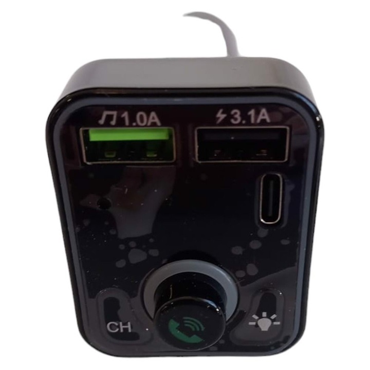 Transmiter FM Bluetooth auto, AAMAZON, 2xUSB, 32GB, 12-24V, negru