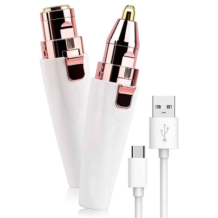 Trimmer pentru sprancene si fata 2 in 1, Roz