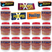 Pachet - 12 x Star Aracet pentru lemn, 400g + Poxipol gri, 14ml + Poxipol transparent, 14ml + Poxilina, 70g + 2 x Picatura lipici lichid, 2ml