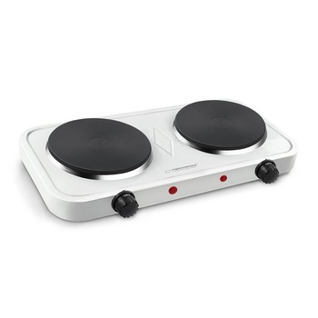 Plita electrica alba 2 ochiuri cu control separat temperatura termostatata reglabila in 5 trepte, protectie supraincalzire picioruse reglabile antiaderente, alba Plita electrica alba 2 ochiuri cu control separat temperatura termostatata reglabila in 5 trepte, protectie supraincalzire picioruse reglabile antiaderente, alba
