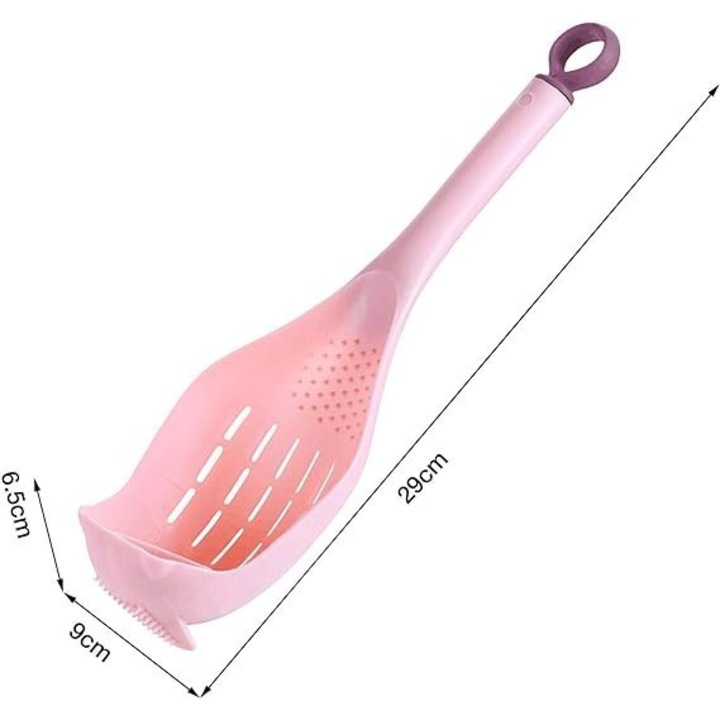 Linguri de bucatarie din silicon multifunctionala cu razatoare, roz