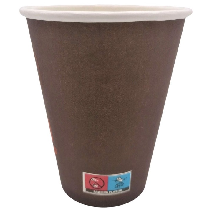 Set 50 Pahare de hartie 300ml, ODRA PAK, maro, pentru bauturi calde si reci