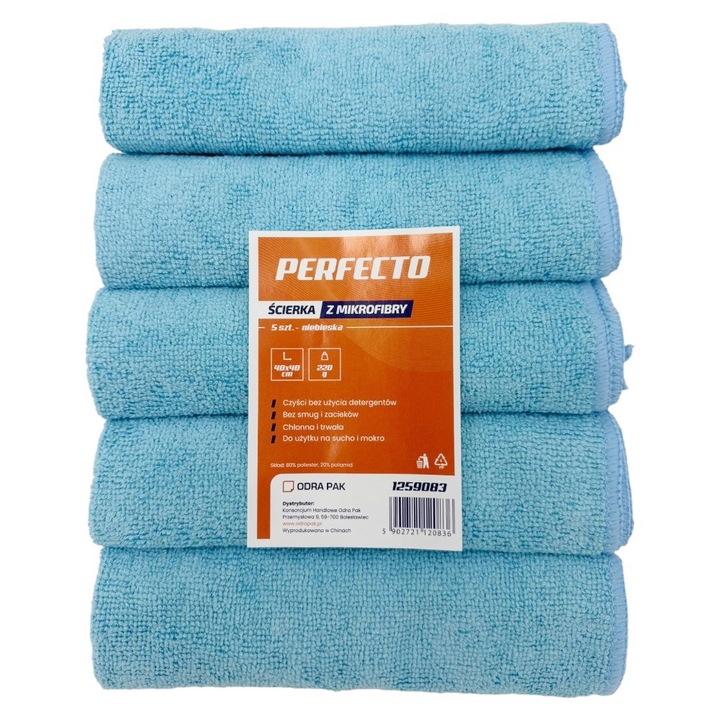 Lavete microfibra Odra Pak 40x40cm albastru set 5 buc