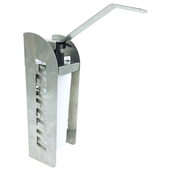 Perfecto 500 ml-es fém adagoló, ezüst színű, folyékony szappanhoz vagy fertőtlenítőszerekhez, 1 darabos készlet.