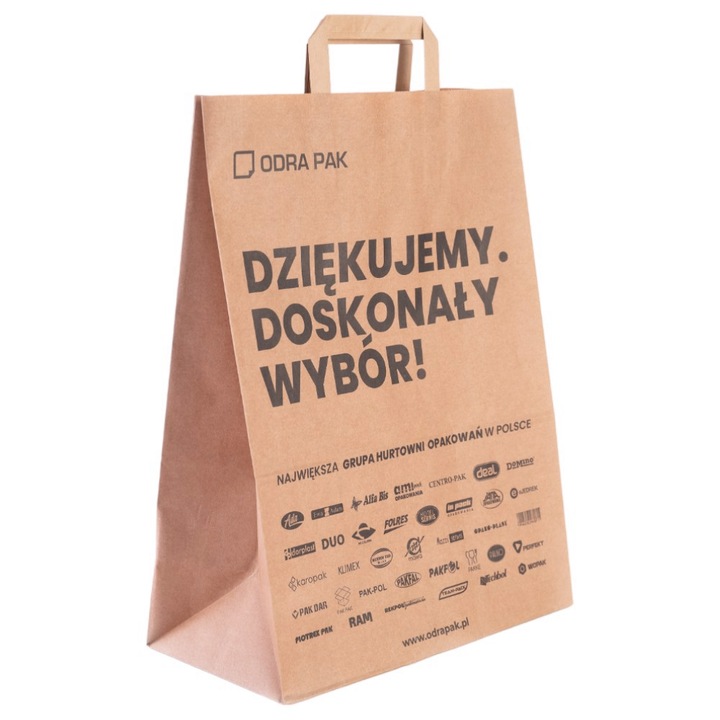 Torba de hartie cu imprimare, 320x160x420mm, culoare bruna, set 250 bucati