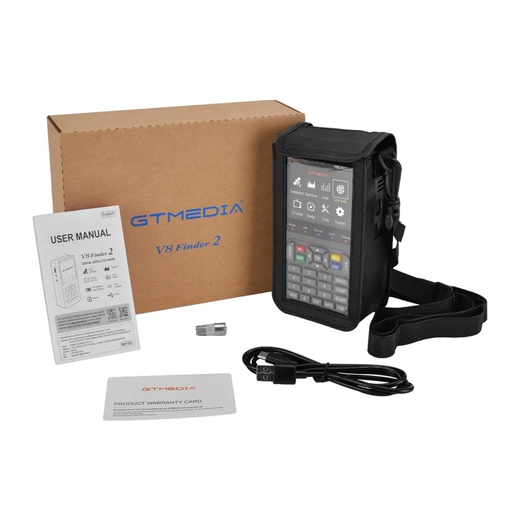 Cautare satelit, ecran LCD de 3,5 inci, baterie litiu-ion incorporata, alarma sonora si luminoasa, Finder 2 cu huse