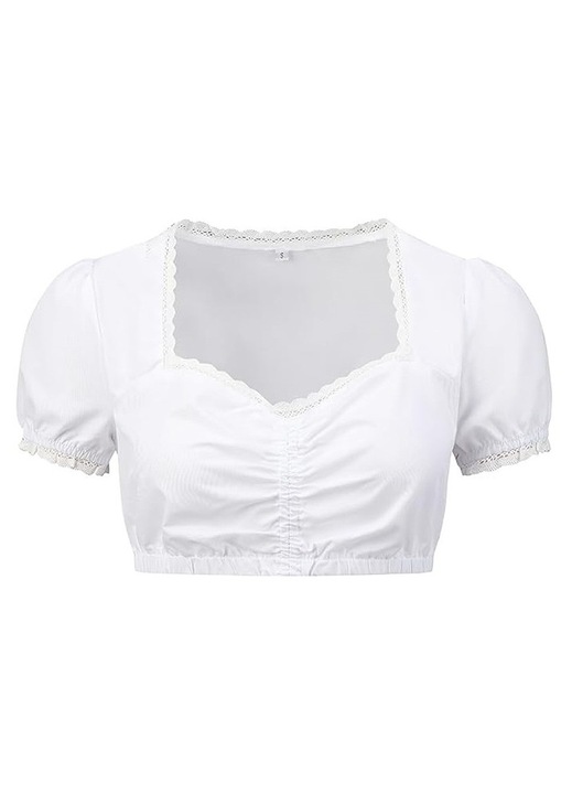 Top pentru dama Mayround, viscoza, cu maneca scurta, alb