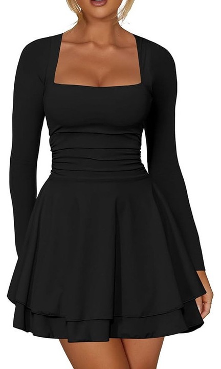 Rochie mini Ranfare, talie, Negru