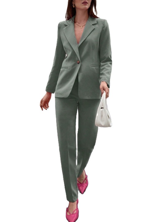 Costum Dama, Tinuta Office, Sacou & Pantaloni, Verde inchis
