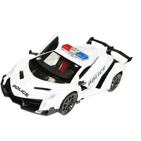 Masina de Politie cu Telecomanda si Portiere Mobile pentru Copii Salamandra Kids alb