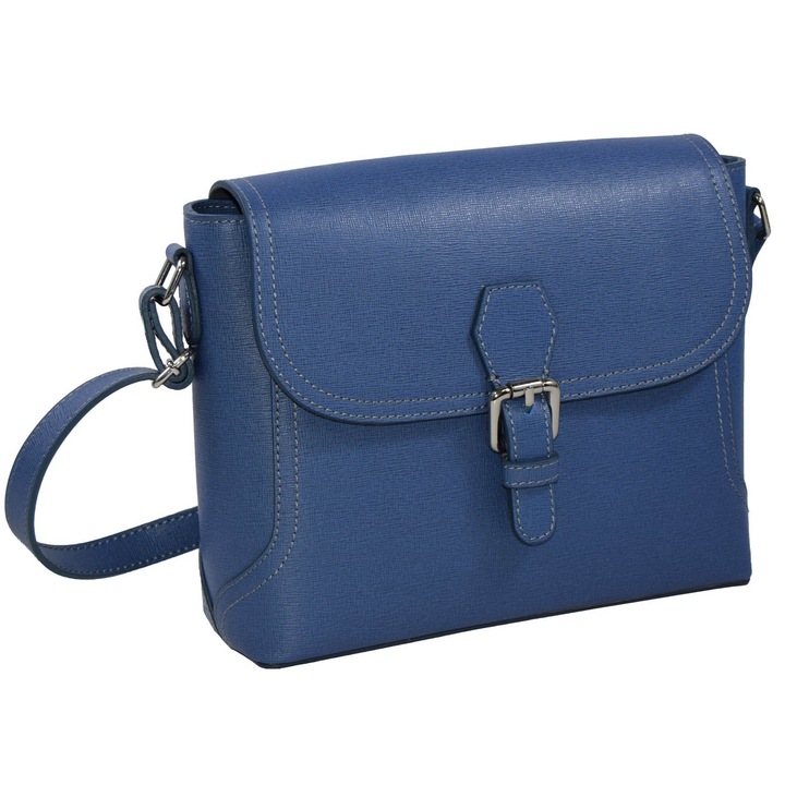 Saffiano bor valltaska Magazinul De Genti, noi 219, Sötétkék, 24 x 20 x 8 cm