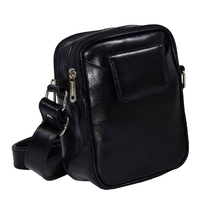 Fekete bőr kézitáska, MAGAZINULDEGENTI modell 026-os füllel