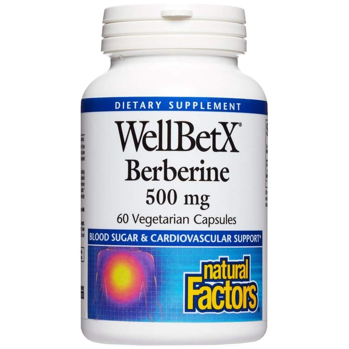 Хранителна добавка Natural Factors WellBetX Berberine 500 mg, 60 капсули