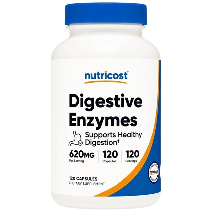 Supliment alimentar cu enzime digestive Nutricost, 120 capsule