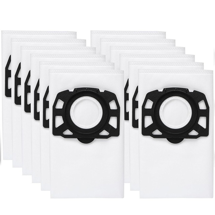 Set 12 saci de aspirator, Rqiurpn, pentru Karcher KWD1/KWD2/KWD3/WD2 Plus/WD3/SE 4001/SE 4002/SE 4/SE 4 Plus, Sintetic + Filtru de aer