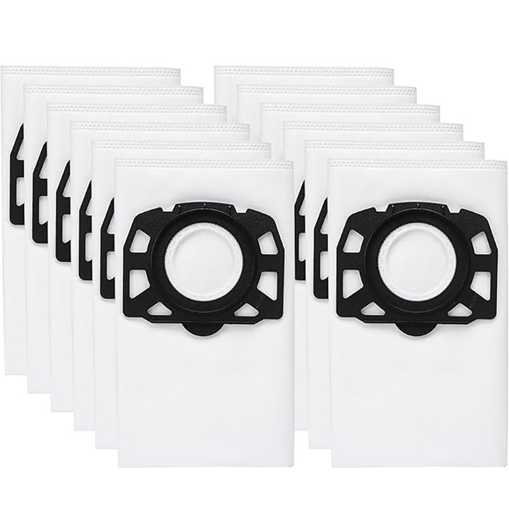 Set 12 saci pentru aspirator, Rqiurpn, Pentru Karcher, Sintetic + Filtru de aer, Alb