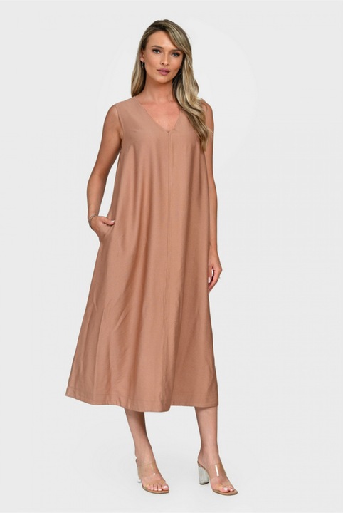 Rochie Dama, Eranthe, V-Neckline V323, Bej