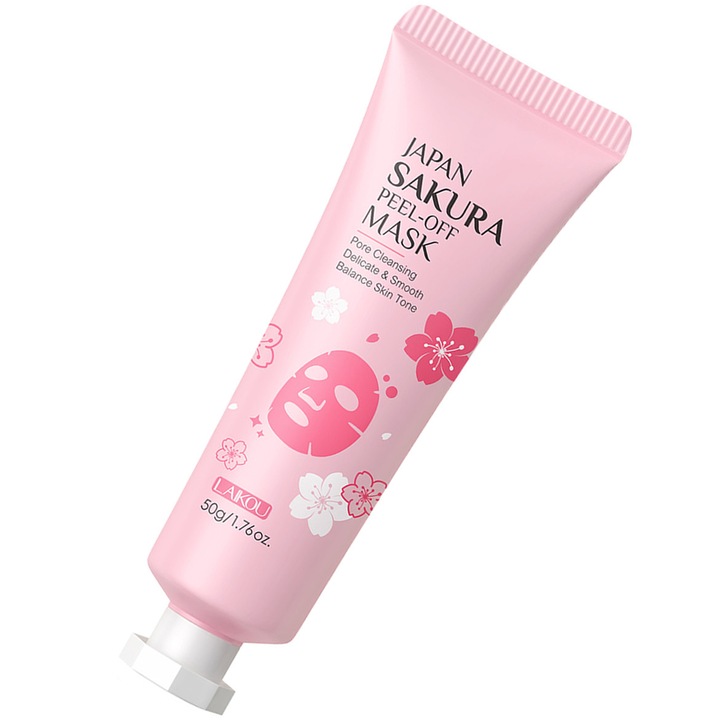 Masca de fata exfolianta cu sakura pentru curatare in profunzime Lecheng, cu acid hialuronic si niacinamida, hidratare Intensa si uniformizare textura piele, 50 g