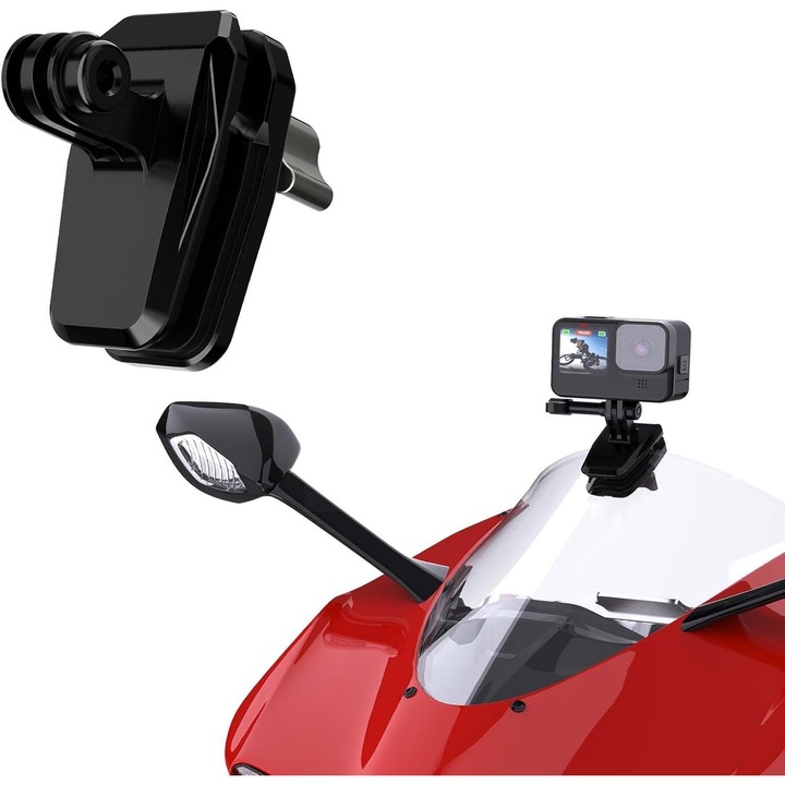 Алуминиева стойка за предно стъкло за мотоциклет за GoPro Hero 12/11/10/9/8/7, DJI Action 4/3/2, екшън спортна камера