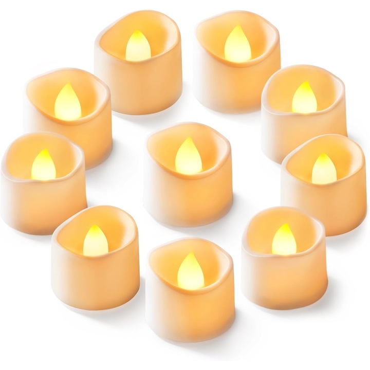 24 Bucati Lumanari Fara Flacara cu Efect de Lumina Tremuratoare, Pe Baterii, Peste 200+ Ore - Lumini LED Imitatie pentru Lumanari de Ceai, Decoratiuni de Centru de Masa, Nunta, Aniversare, Halloween, Craciun