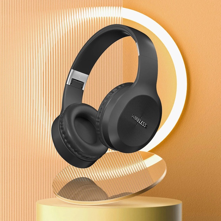 YANYXR összecsukható Bluetooth fejhallgató, HiFi hangzás, fekete, 20x18cm