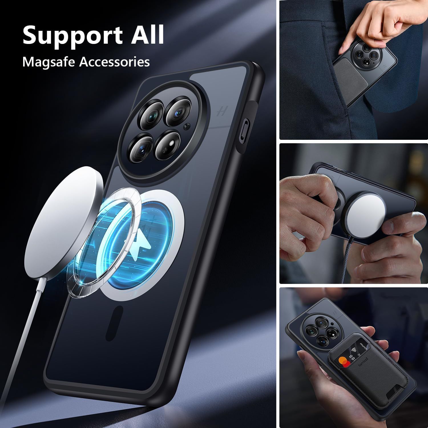 Husa Magnetica pentru OnePlus 13, Compatibila cu MagSafe, Spate Mat Translucid, Rezistenta la Socuri, cu Protectie pentru Camera, Husa Subtire Tip Bumper din Silicon, Grad Militar de Rezistenta la Cadere