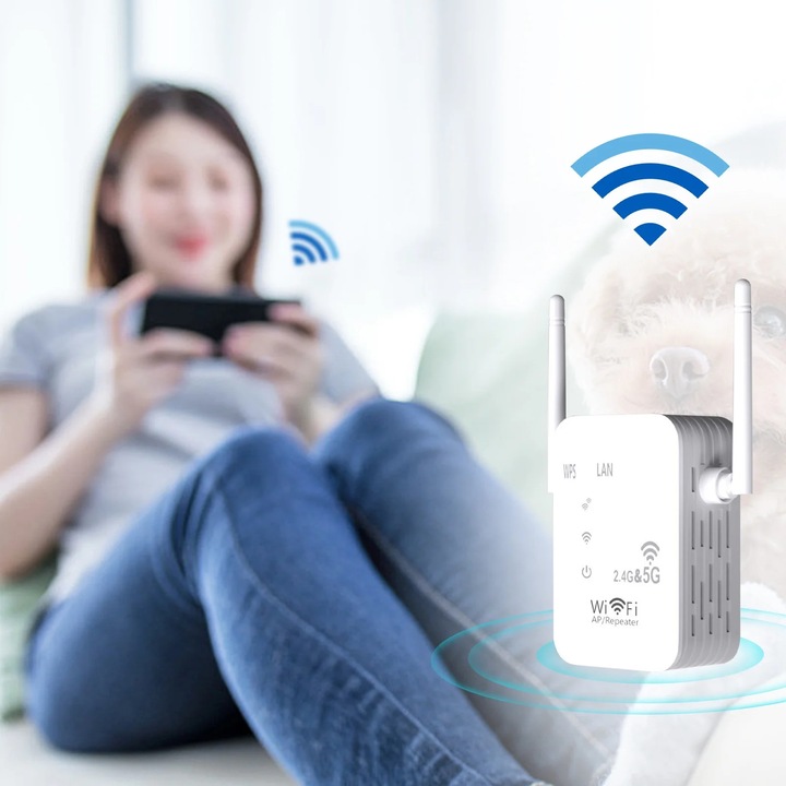 YANYXR WiFi jelerősítő 1200Mbps kétsávos fehér 160m