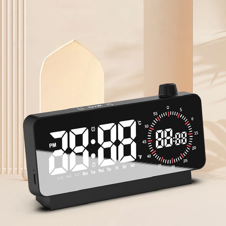 Ceas desteptator digital YANYXR, timer, negru, 18.7x4x9cm