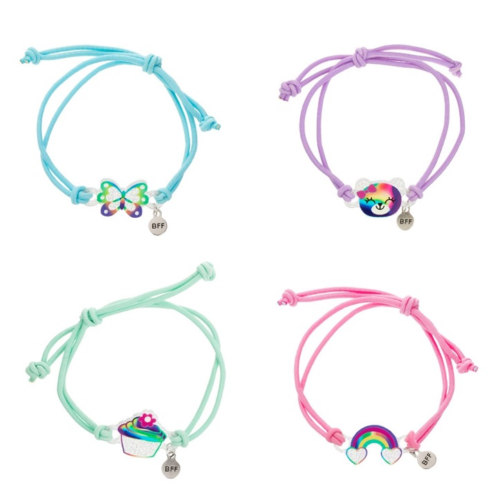 Set brățări copii, multicolor, cu ursuleț și cupcake, 4 buc