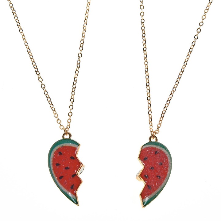 Set coliere inima, auriu, 2buc, pentru fete