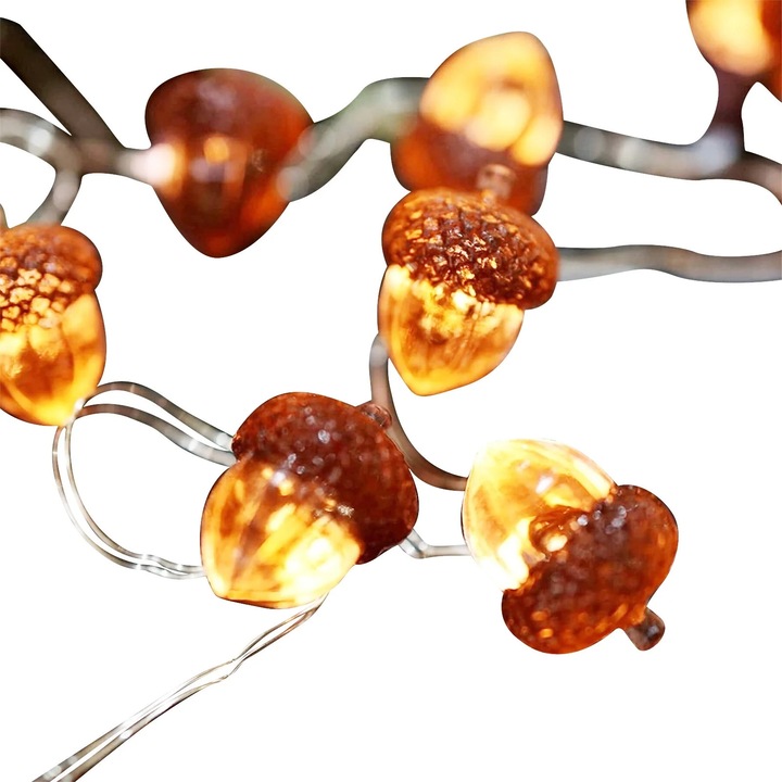 Ghirlanda lumini LED 20 buc, decor toamna, 2m, baterii, ambra calda