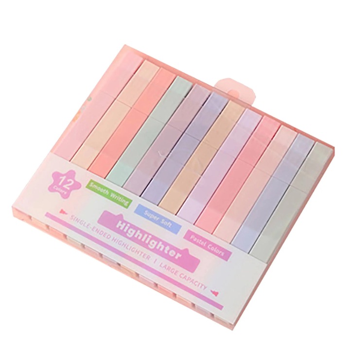 YANYXR 12 darabos pasztell többszínű marker készlet, 1ml, dupla hegyű, puha heggyel