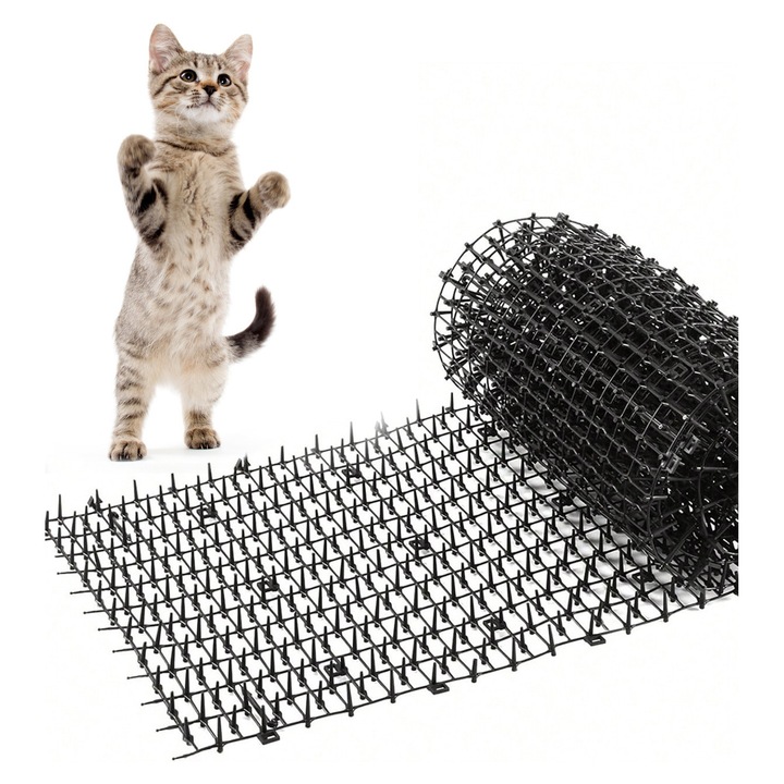 Covor impotriva animalelor, cu tepi din plastic, 30x200x2cm, negru