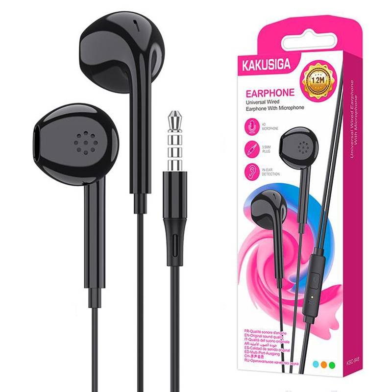 Casti cu Fir Kaku (KSC-848), In Ear, 3.5mm, 1.2m, Mic & Volume Key, Black