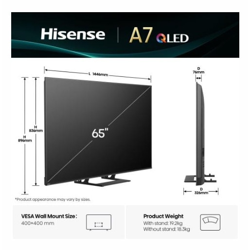 Smart TV Hisense 65A7Q 65" 4K Ultra HD LED HDR D-LED