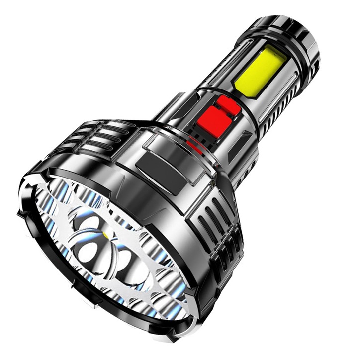 Többfunkciós lámpa, 15 LED, ABS, fekete, 16.5x9.2x4.5cm