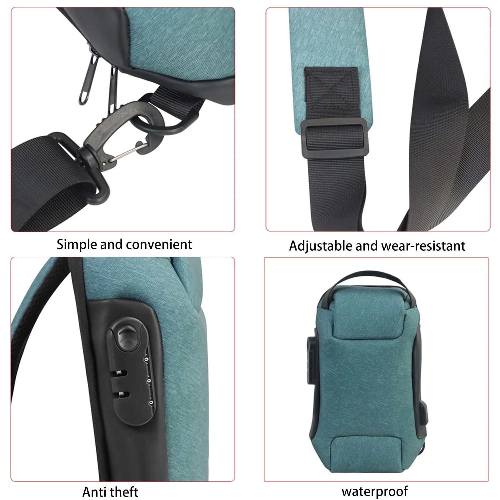 Rucsac laptop antisifon, rezistent, cu port USB, verde armata, 33x16x11cm
