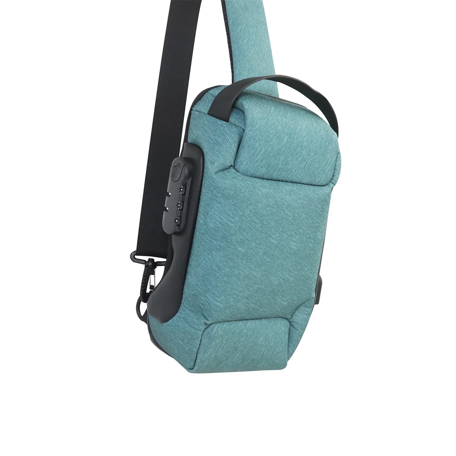 Rucsac laptop antisifon, rezistent, cu port USB, verde armata, 33x16x11cm