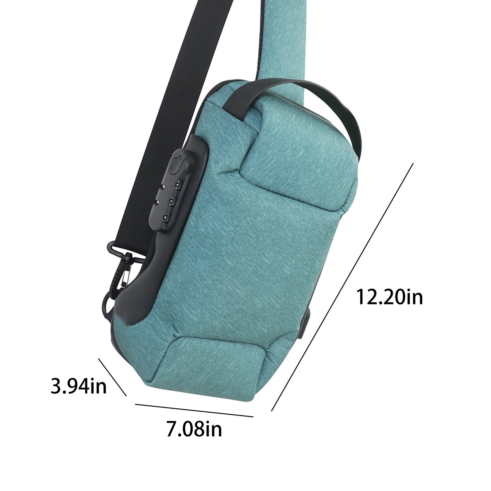 Rucsac laptop antisifon, rezistent, cu port USB, verde armata, 33x16x11cm